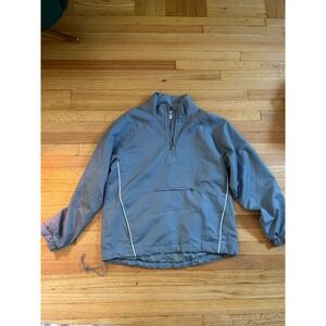 Rbk Reebok Hockey Mens Gray Quarter Zip Windbreaker Pullover Jacket M Reflective
